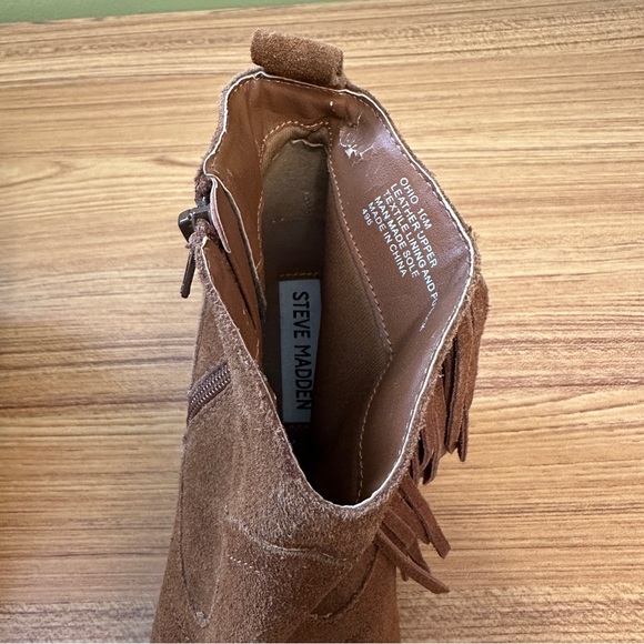 Steve Madden Ohio Fringe Suede Booties in Chestnut Brown, Size 10 - Picture 9 of 15